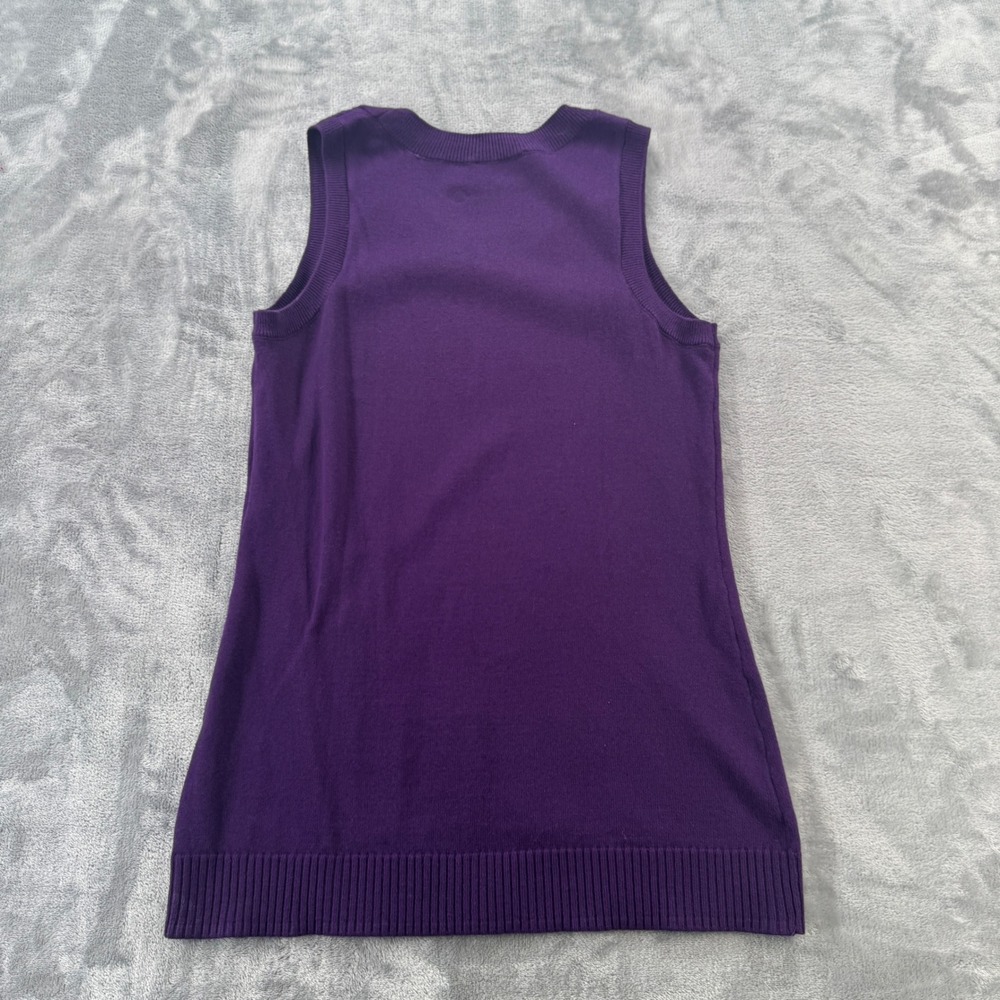 Denim & Co Essentials Purple Sleeveless Sweater Tank Top XXS Crew Neck Knit - Picture 6 of 7
